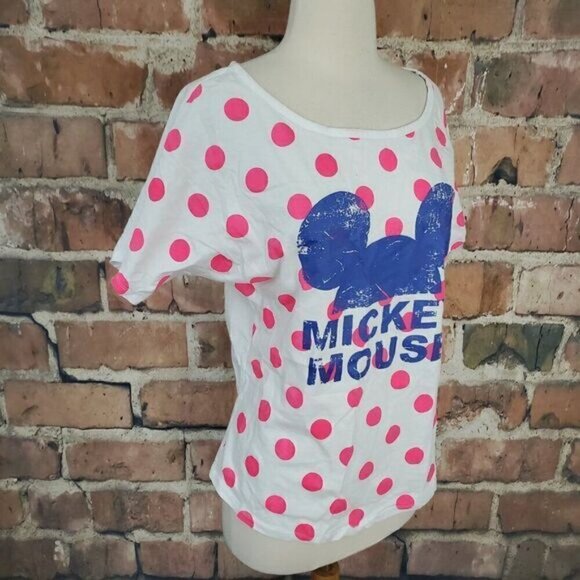 DISNEY Mickey Mouse Short Sleeve Tee shirt Polka Dot M - Picture 3 of 6